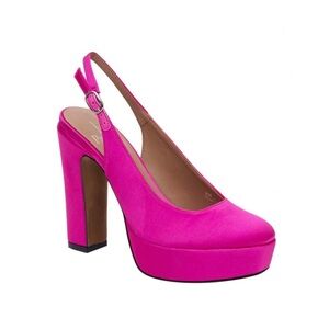 Paolo Fuchsia Satin Slingback Platform Pumps